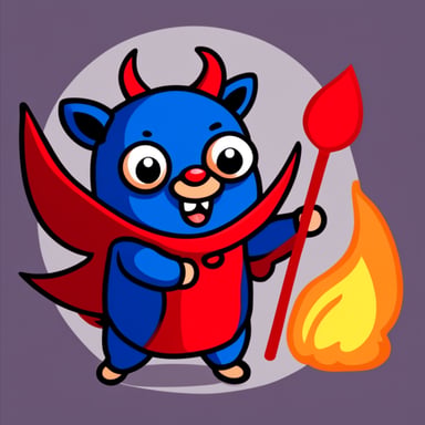 Go Blue Gopher as a devil, imp, with horns, in red color.