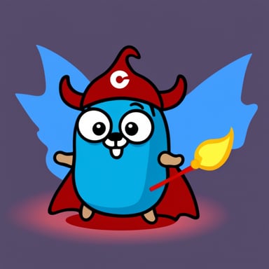 go blue gopher as a devil, blue color