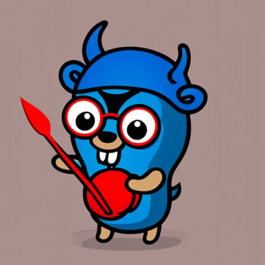 go blue gopher as a devil, blue color