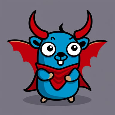 Go Blue Gopher as a devil, featuring red color and horns, embodying mischief.