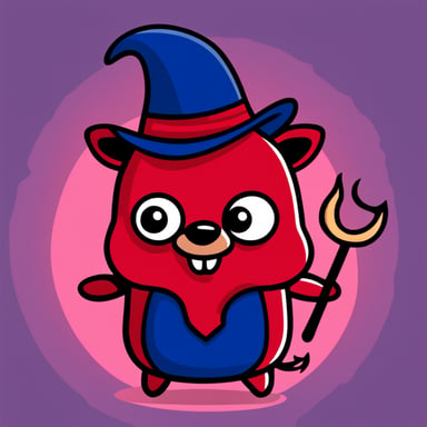 Go Blue Gopher as a devil, featuring red color and horns, embodying mischief.