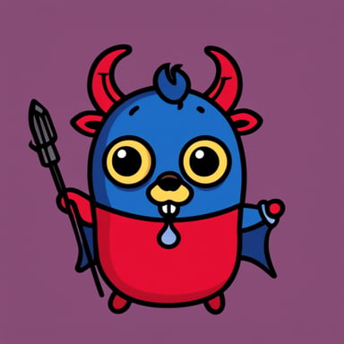 Go Blue Gopher as a devil, featuring red color and horns, embodying mischief.
