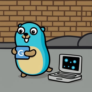 A gopher holding a cellular router becomes Go Blue Gopher holding a cellular router.
