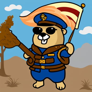 Go Blue Gopher as a United States Marine.