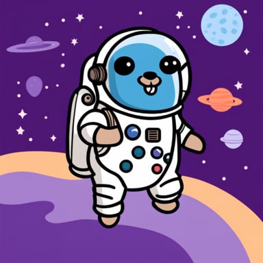 Go blue gopher as an astronaut.