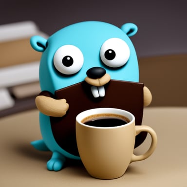 Go blue gopher holds coffee.