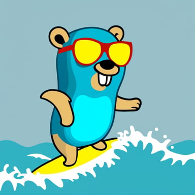 Go blue gopher as a surfer