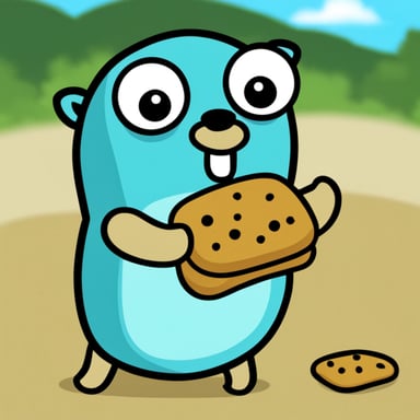 Go Blue Gopher with bread around its face.