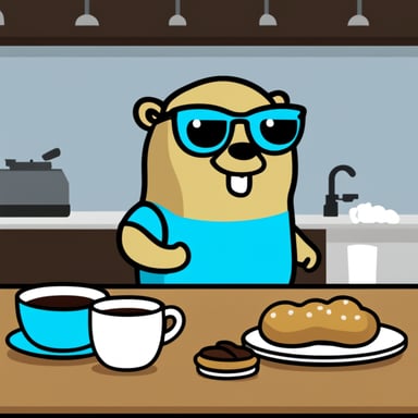 Go Blue Gopher with glasses and coffee who really likes bread.