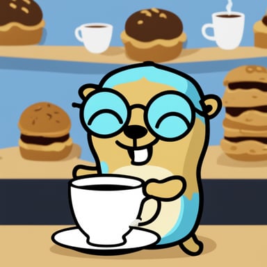 Go Blue Gopher with glasses and coffee who really likes bread.