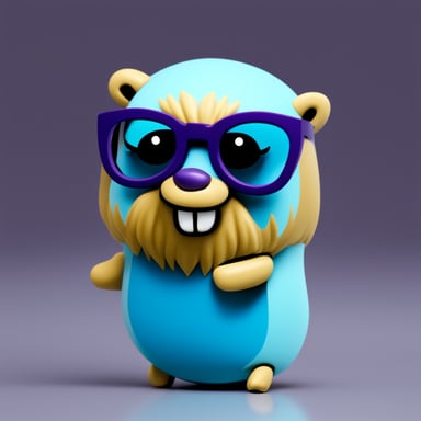 Go Blue Gopher with glasses and hair with purple highlights