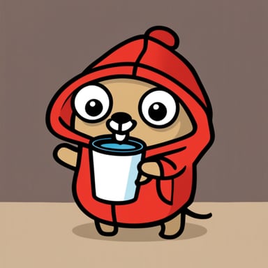 Go blue gopher wearing a red hoodie, drinking coffee latte.