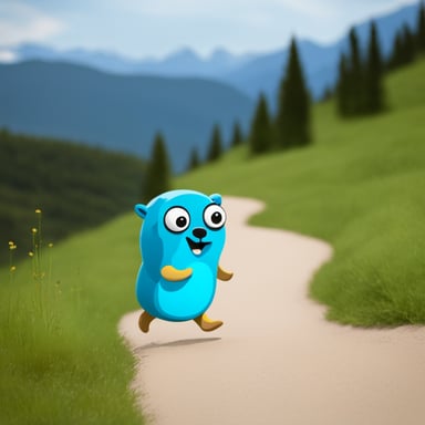 Go Blue Gopher running on a trail