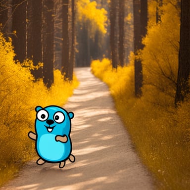 Go Blue Gopher running on a trail
