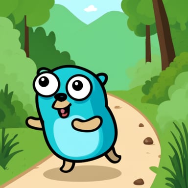Go Blue Gopher running on a trail
