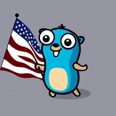 Go Blue Gopher with systemd logo as flag.