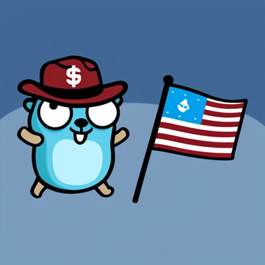 Go Blue Gopher with systemd logo as flag.