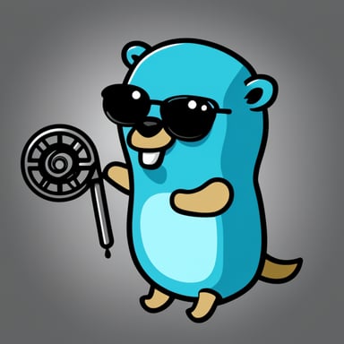 Go Blue Gopher as a Golang mascot with a systemd logo.