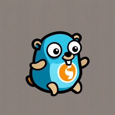 Go Blue Gopher as a Golang mascot with a systemd logo.