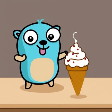 Go Blue Gopher eating ice cream.