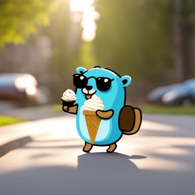 Go Blue Gopher eating ice cream.