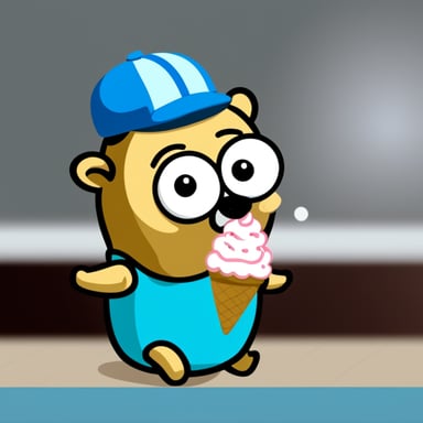 Go Blue Gopher eating ice cream.