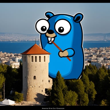 Go Blue Gopher on the White Tower of Thessaloniki