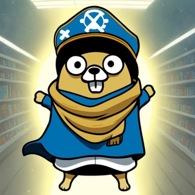 Go Blue Gopher as a character in the One Piece manga theme.