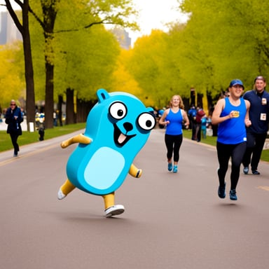 Go Blue Gopher at the marathon