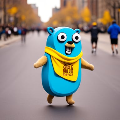Go Blue Gopher at the marathon