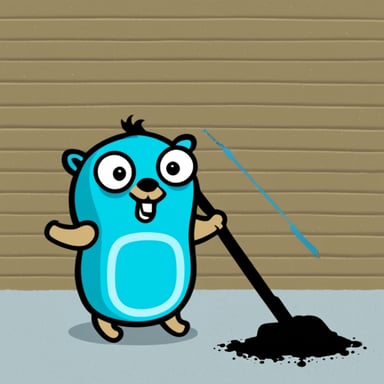 Go Blue Gopher doing mundane chores.