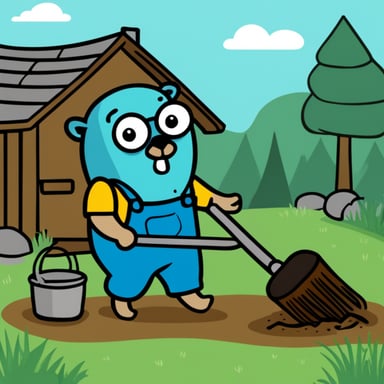 Go Blue Gopher doing mundane chores.