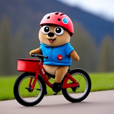 Go Blue Gopher riding a red bike with a PedidosYa bag.