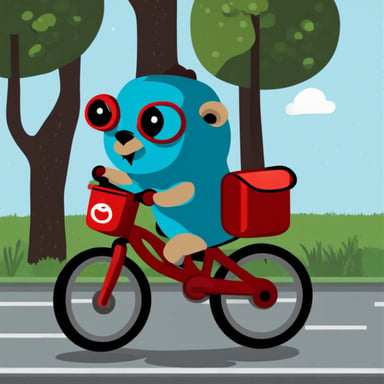 Go Blue Gopher riding a red bike with a PedidosYa bag.