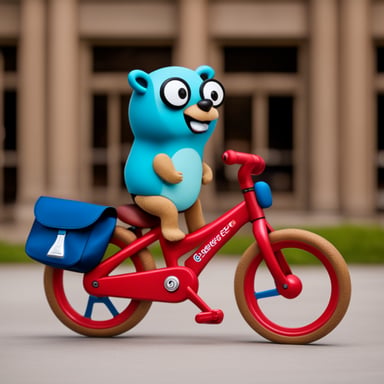 Go Blue Gopher riding a red bike with a PedidosYa bag.