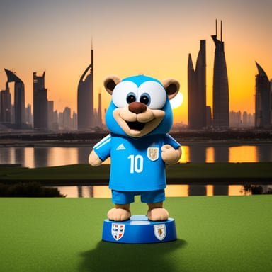 Go Blue Gopher raising the World Cup in Qatar with Lionel Messi.