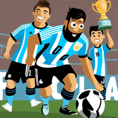 Go Blue Gopher wearing the Argentina soccer jersey, lifting the FIFA World Cup trophy alongside Lionel Messi and LeBron James, with Javier Milei also featured in the image.
