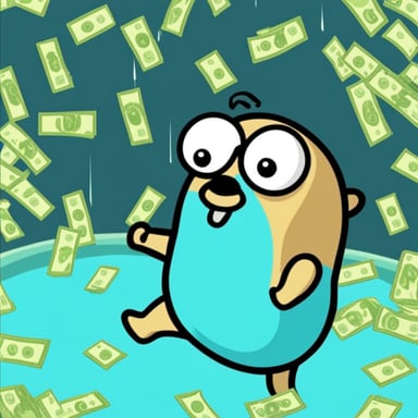 Go Blue Gopher showering money.