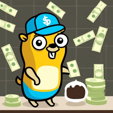 Go Blue Gopher showering money.
