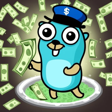 Go Blue Gopher showering money.