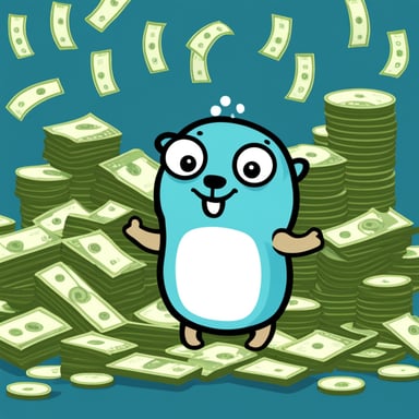 Go Blue Gopher showering money.