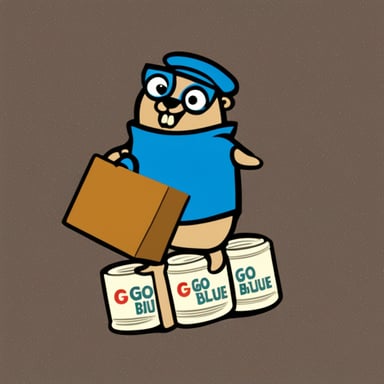 Go Blue Gopher delivering NCR ads.