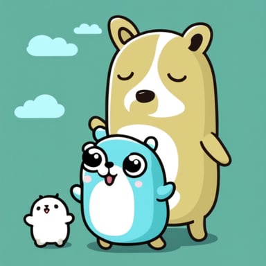 Go Blue Gopher with a white cute dog.