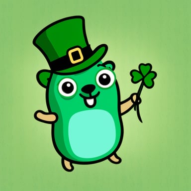 Go Blue Gopher celebrating Saint Patrick's Day.