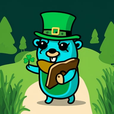 Go Blue Gopher celebrating Saint Patrick's Day.