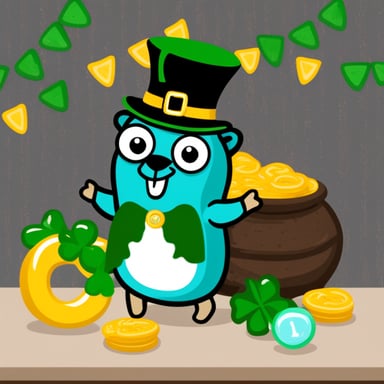 Go Blue Gopher celebrating Saint Patrick's Day.