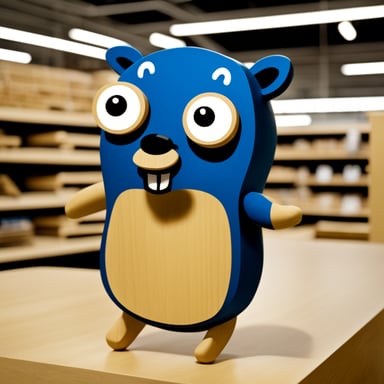 Go Blue Gopher made of wood and being sold in IKEA.