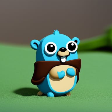 A happy go blue gopher who has the openapi logo on their body.