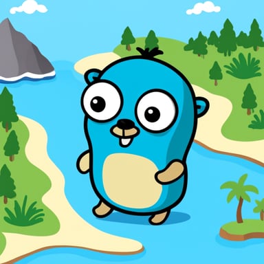 Go Blue Gopher staring at an island on a map.