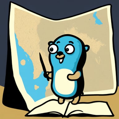 Go Blue Gopher staring intently at a map.